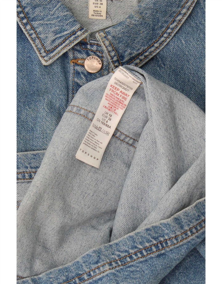 Topshop Jachetă de blugi supradimensionată pentru femei UK 10 Small Blue Bumbac