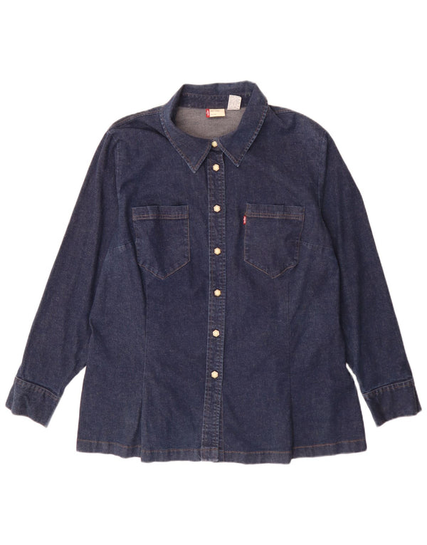 Levi's Womens Denim Shirt UK 18 XL Navy Blue Cotton