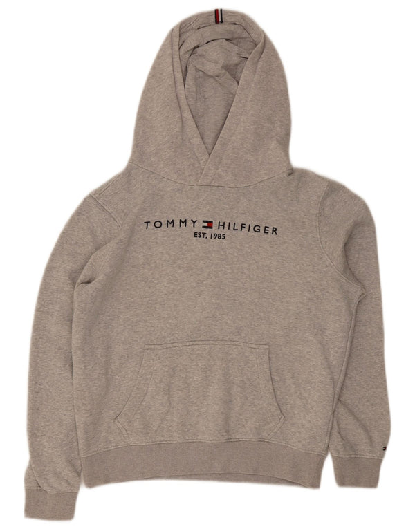 Pulover cu capota cu grafic Tommy Hilfiger pentru baieti 13-14 ani, bumbac gri