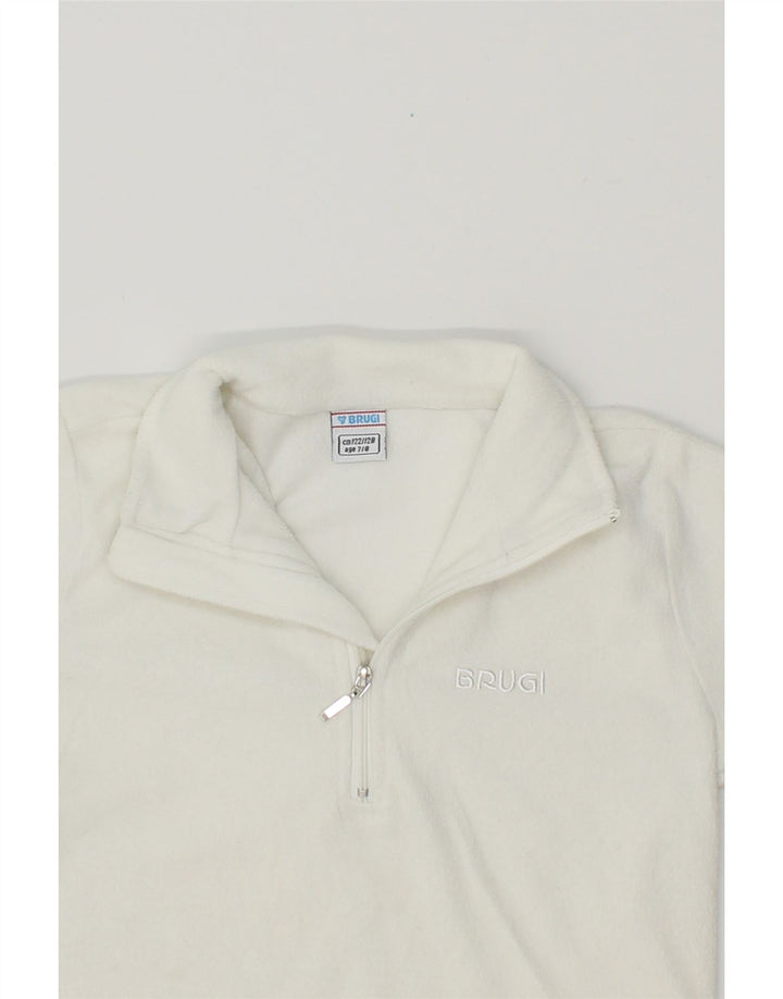 BRUGI Boys Zip Neck Fleece Jumper 7-8 Years White Vintage Brugi and Second-Hand Brugi from Messina Hembry 