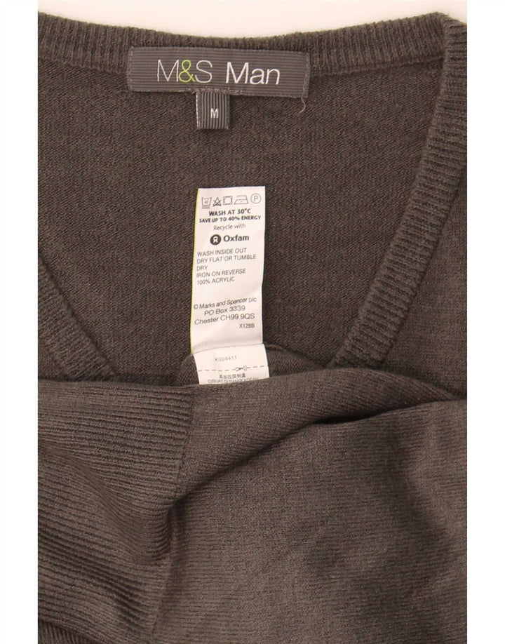Pulover cu decolteu în V pentru bărbați Marks & Spencer, gri mediu acrilic