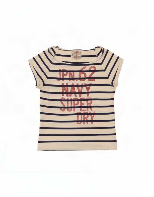 Tricou grafic Superdry pentru femei Top UK 10 Small White Striped