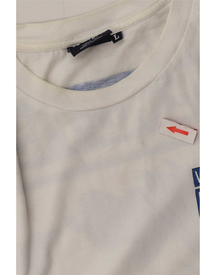 Tricou grafic pentru bărbați Weird Fish Top mare din bumbac alb