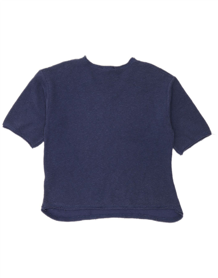 Tricou pentru femei Zara UK 14 Medium Bluemarin Bumbac