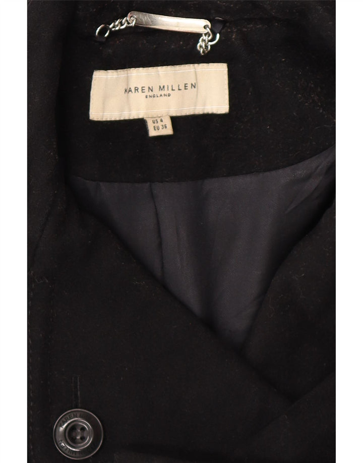 Trench pentru femei KAREN MILLEN UK 8 Mic Lână neagră