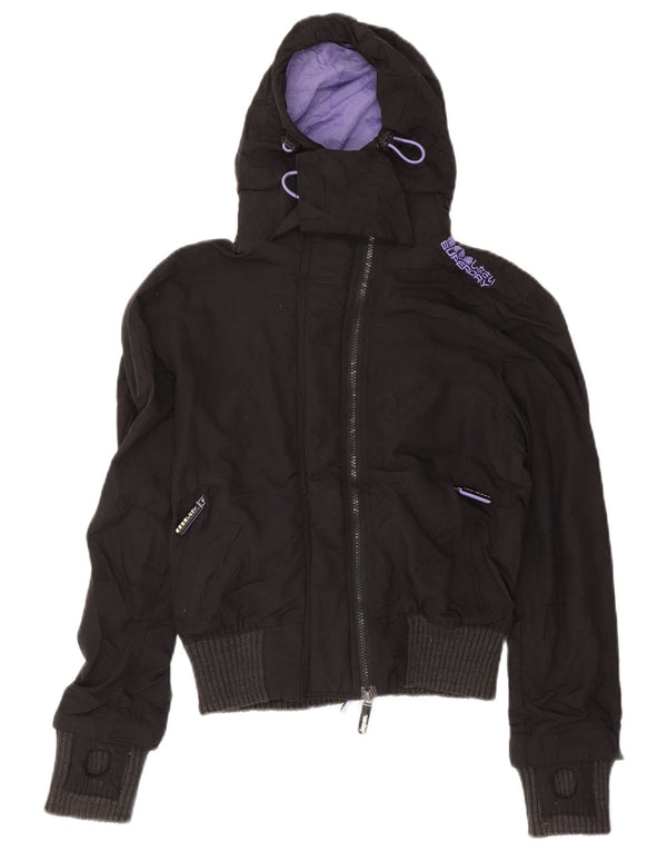 Jachetă de vânt cu glugă The Windbomber Superdry pentru femei UK 12, gri mediu