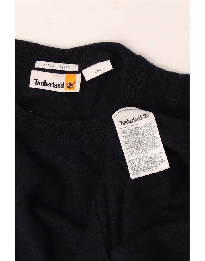 Pulover pentru bărbați Timberland cu gât crew pulover mare din lână bleumarin