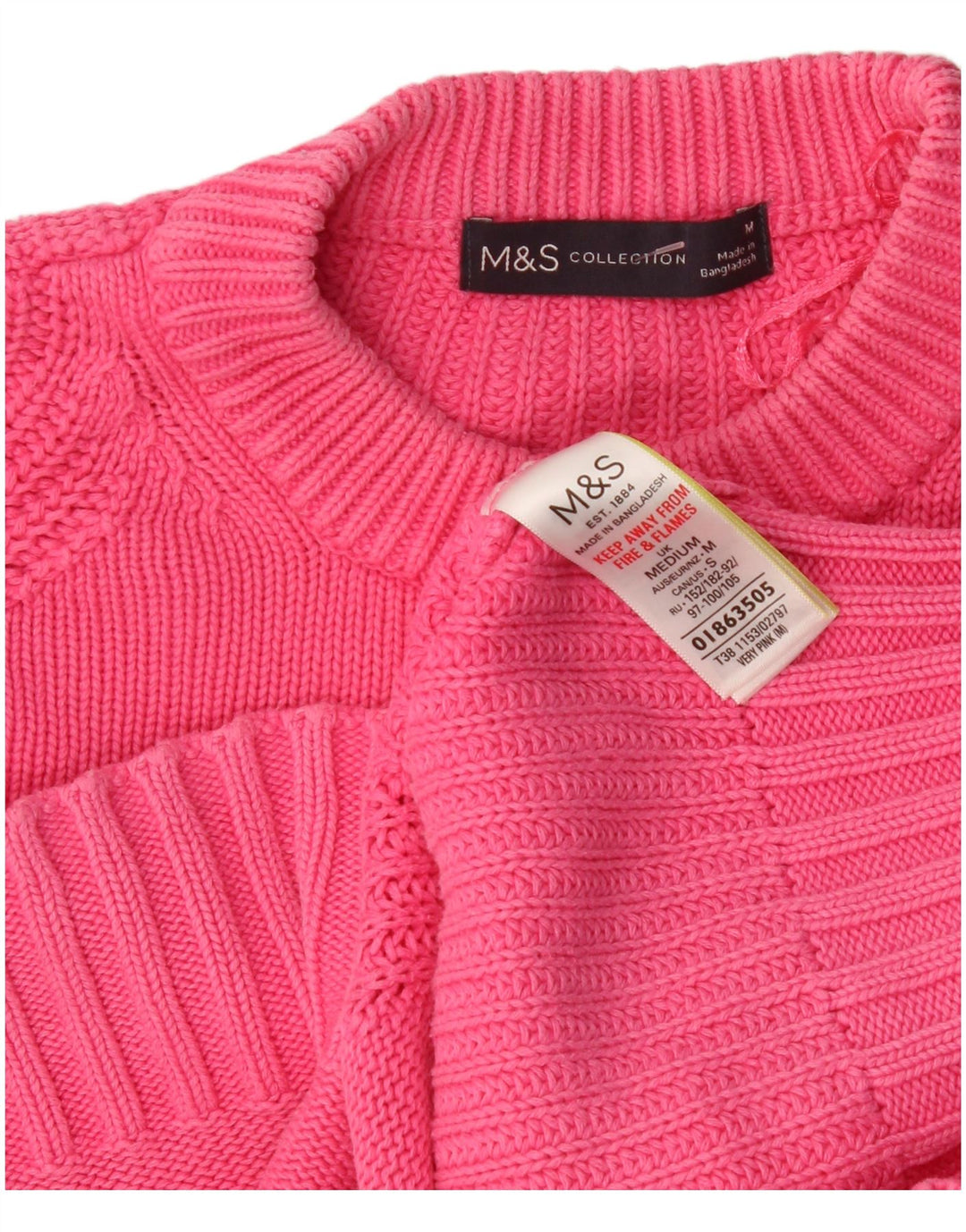 Marks & Spencer Pulover supradimensionat pentru femei cu decolteu rotund UK 14 Roz mediu
