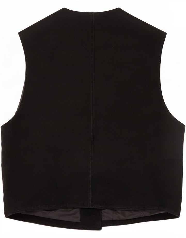 Vestă vintage pentru bărbați din piele intoarsa XL din piele neagra