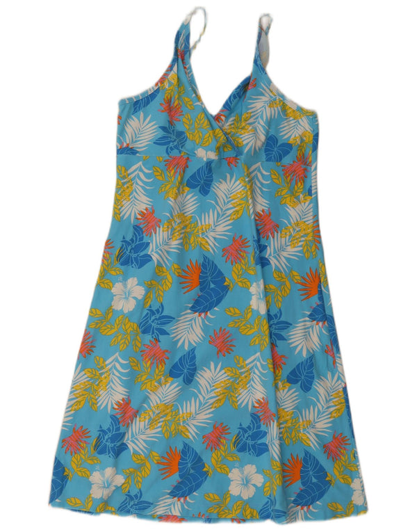 Rochie vintage pentru femei UK 20 2XL Blue Floral Bumbac