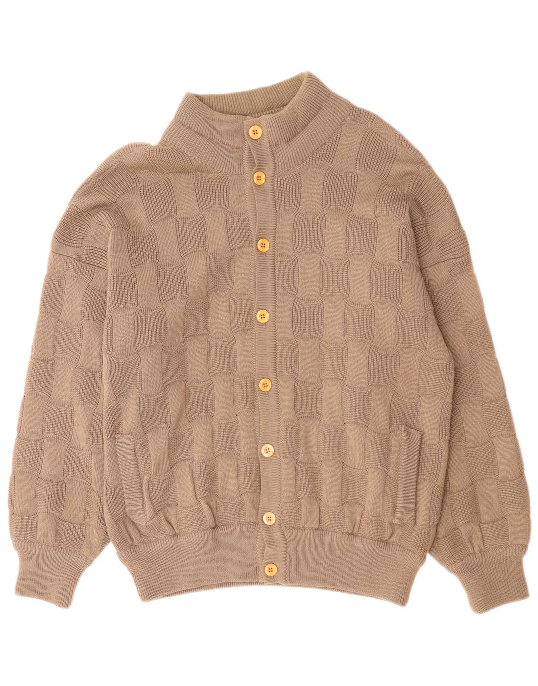 Cardigan Vintage pentru bărbați, mare, bej, geometric, poliacrilic