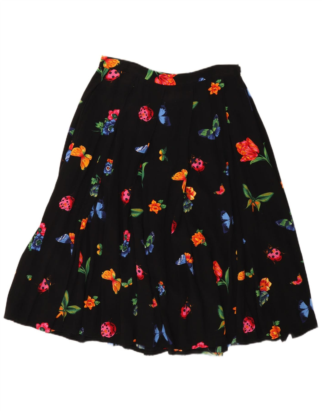 Fusta A-Line pentru femei Vintage W30 Medium Black Floral