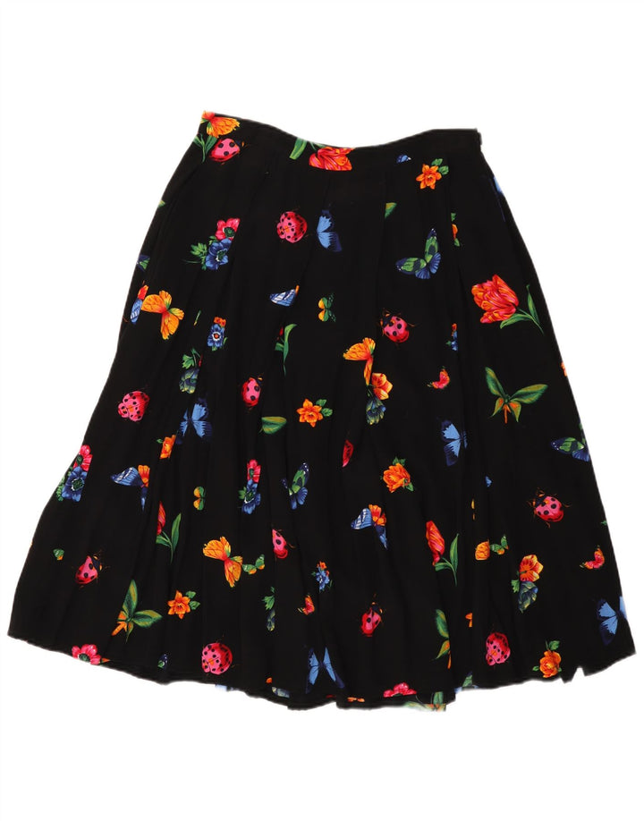 Fusta A-Line pentru femei Vintage W30 Medium Black Floral