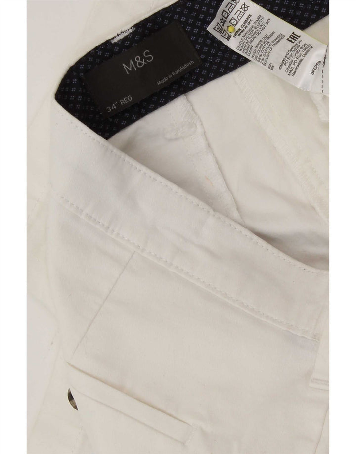 Pantaloni scurți chino pentru bărbați Marks & Spencer W34, mari, alb, bumbac