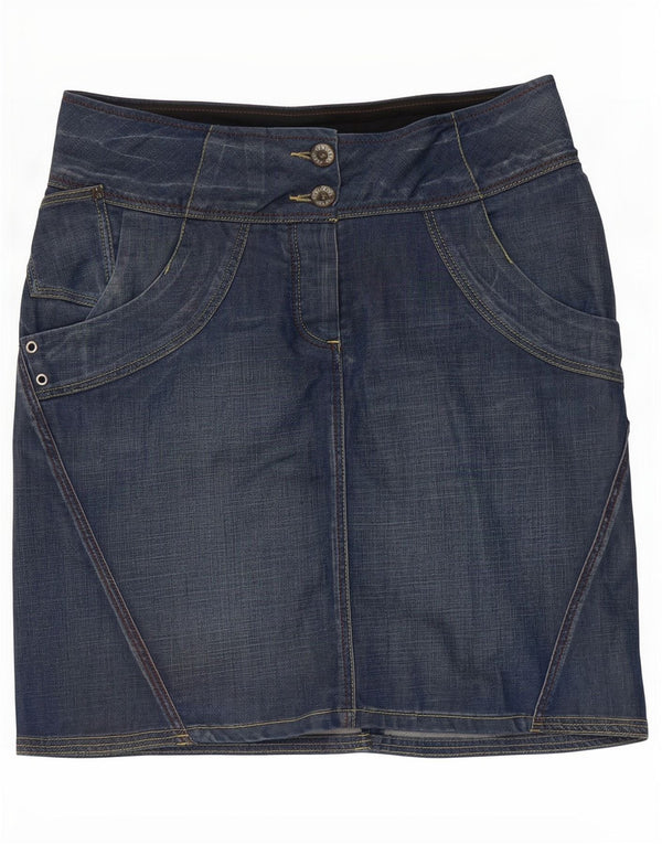 Fusta de blugi pentru femei Fat Face UK 10 Small W32 Bumbac albastru
