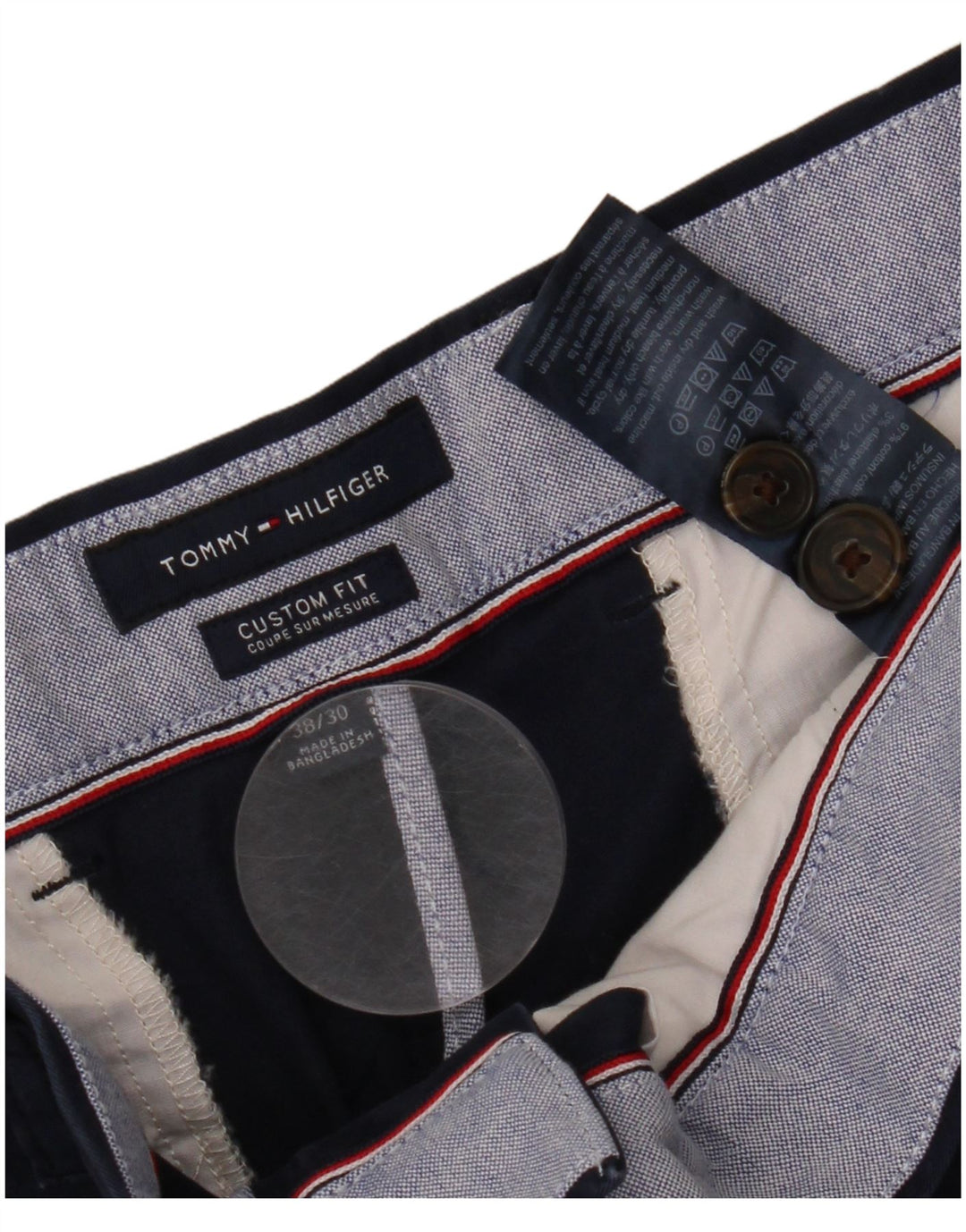 TOMMY HILFIGER Pantaloni chino personalizat pentru bărbați W38 L30 bumbac bleumarin