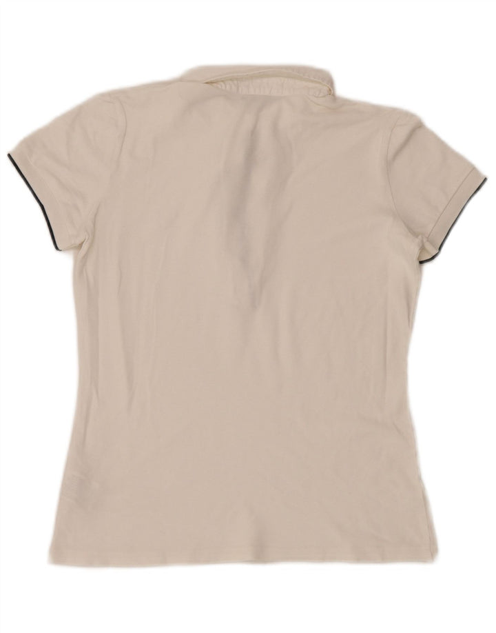 Fred Perry Tricou polo pentru femei cu volane în față UK 10 Bumbac alb mic