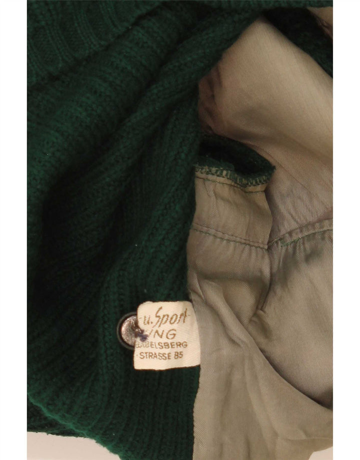Pulover Cardigan din piele vintage pentru bărbați EU 50 verde mediu