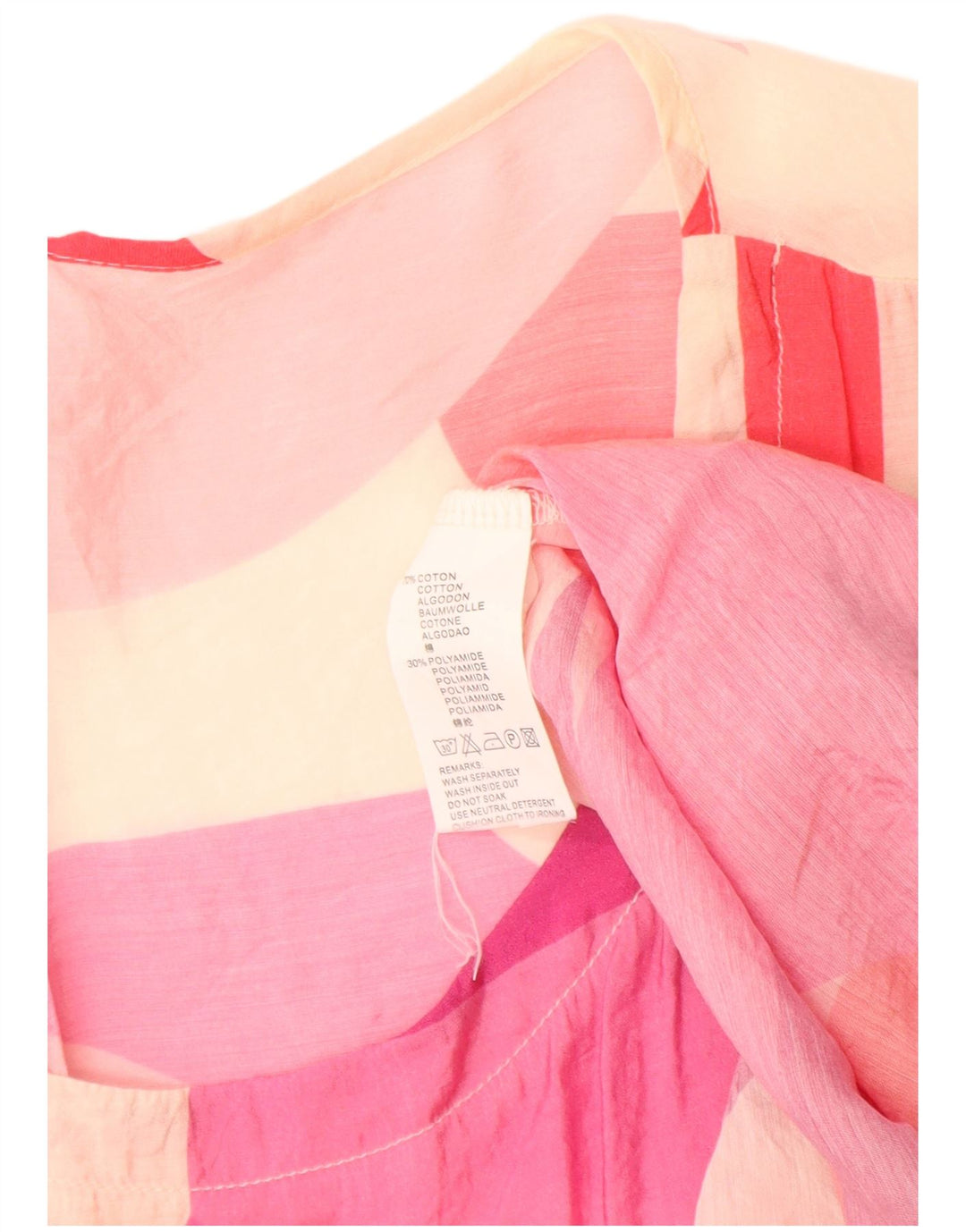 Bluză cu grafică transparentă pentru femei vintage UK 14 Roz mediu Colorblock