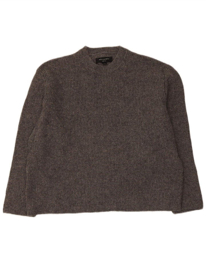 All Saints Pulover supradimensionat pentru femei cu gâtul turnat UK 14 Medium Gri Lână