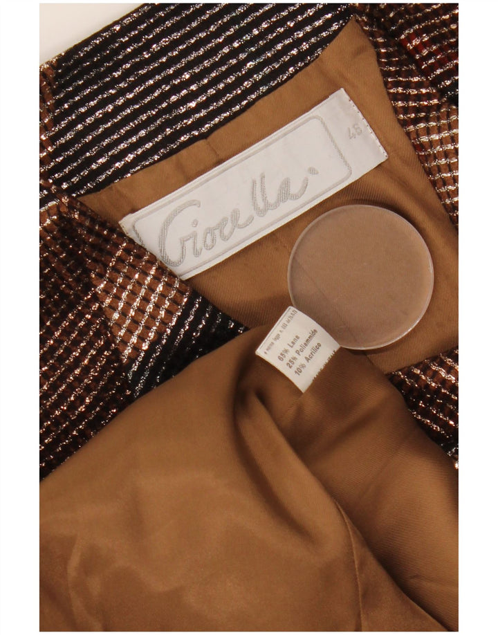 Jachetă pentru femei VINTAGE cu 1 nasture IT 46 mare, multicoloră, geometrică