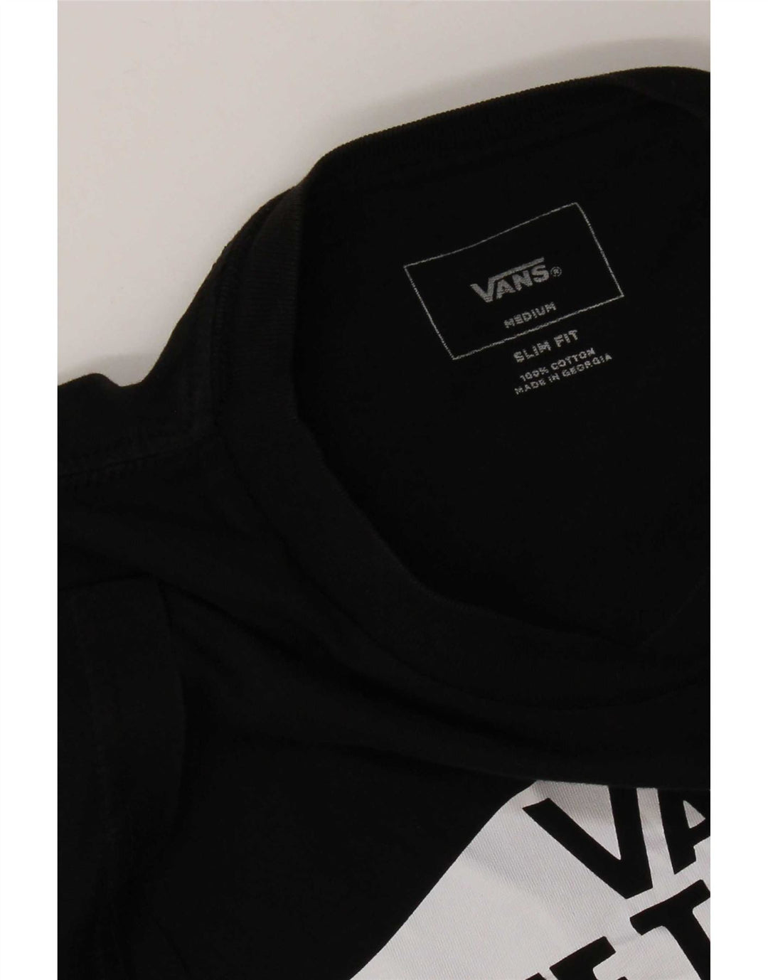 Tricou grafic Vans Slim Fit Top, bumbac mediu negru