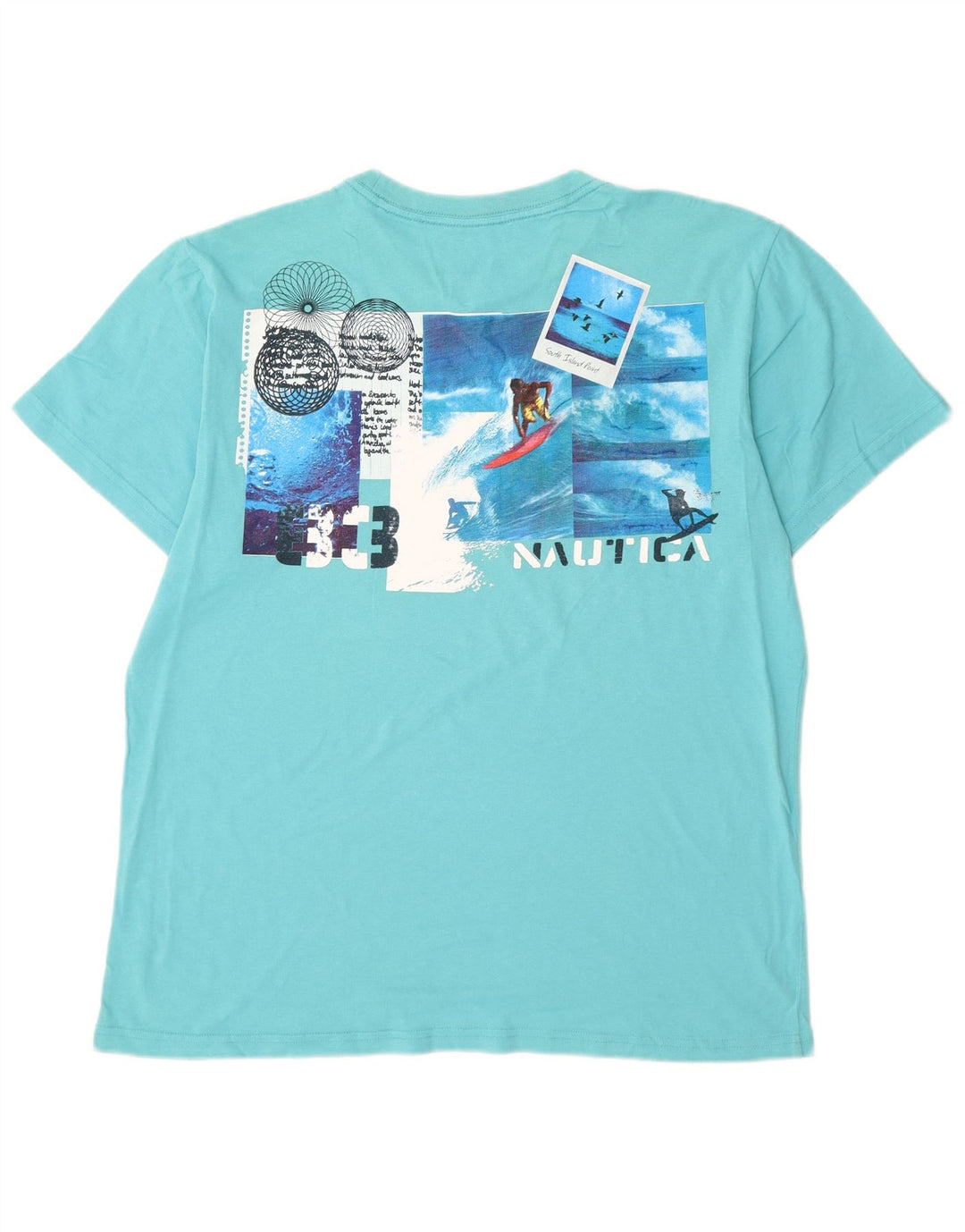 Tricou grafic pentru bărbați Nautica Top din bumbac turcoaz mediu