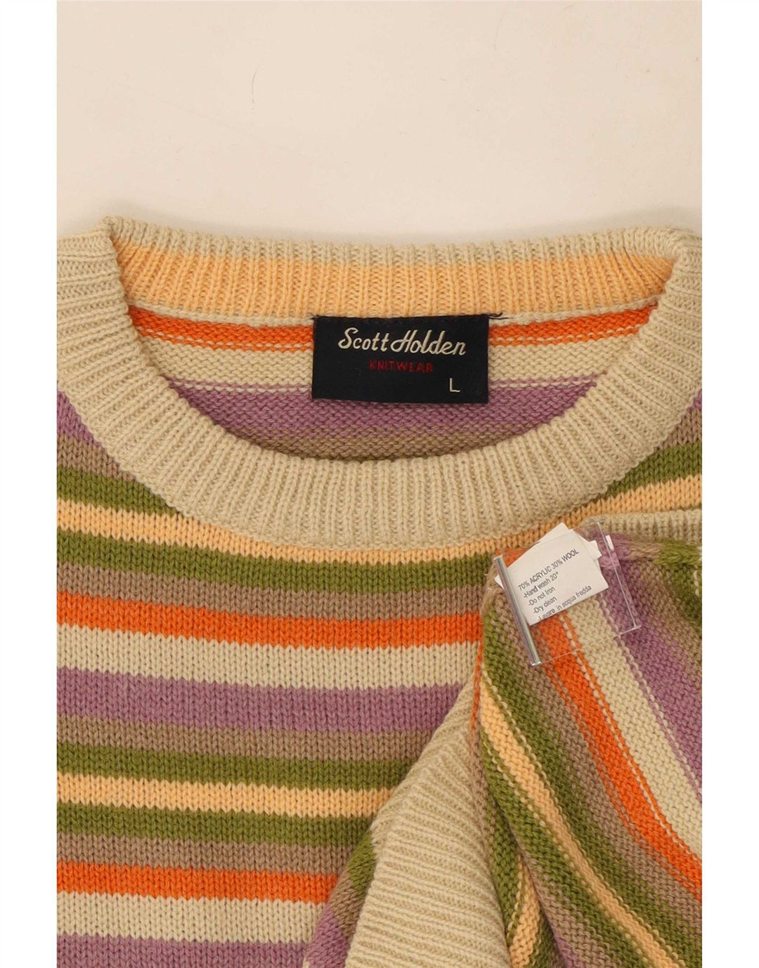 Pulover Vintage pentru bărbați cu gâtul turnat, mare, cu dungi acrilice, multicolore