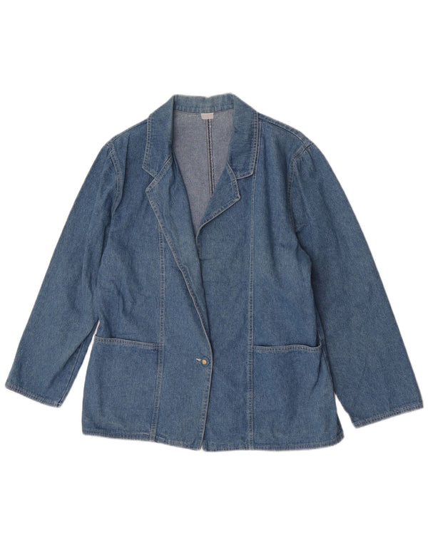 Blazer Vintage pentru femei cu 1 nasture din denim, UK 16, mare, albastru