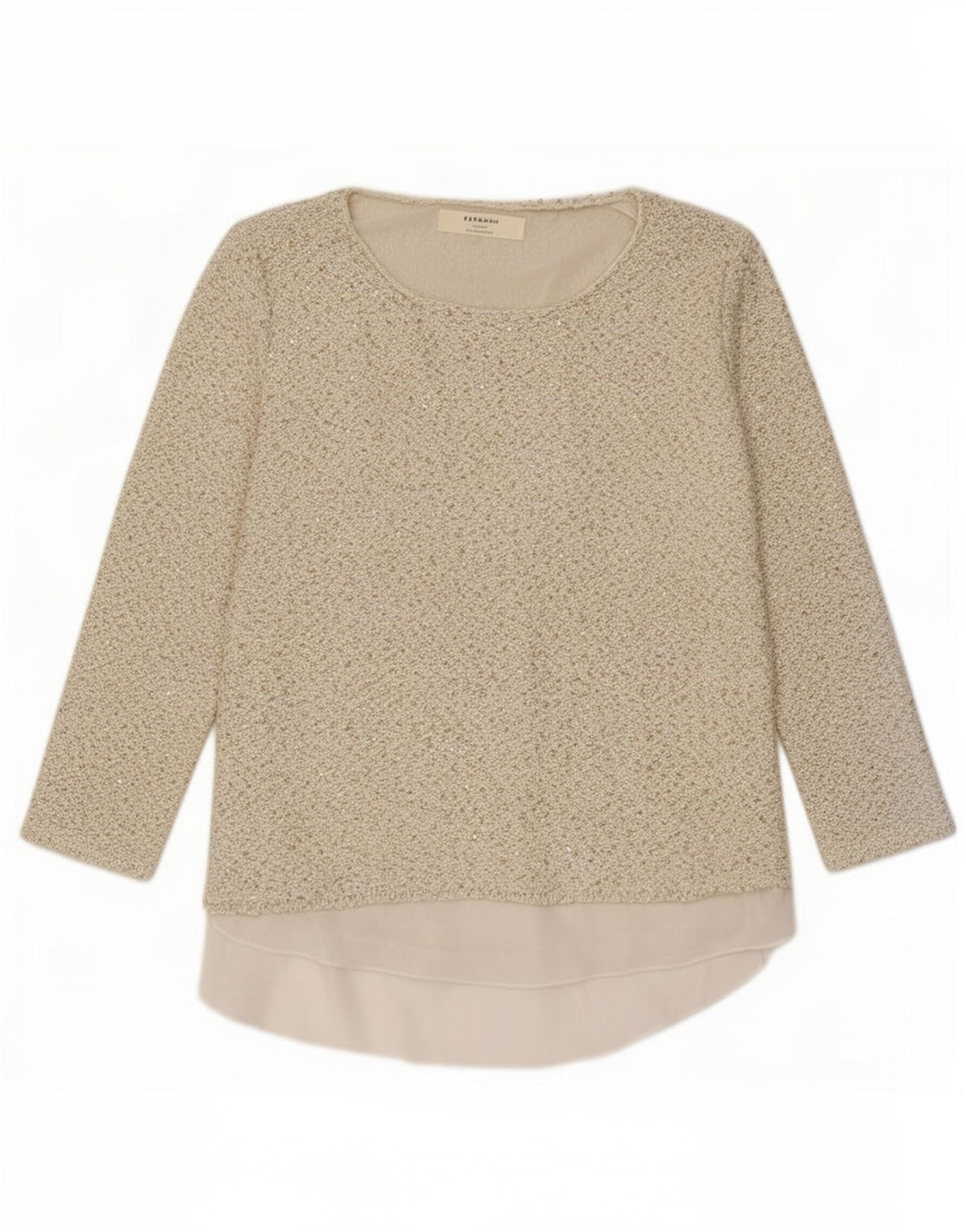 Top cu tunică Zara pentru femei cu mâneci 3/4 UK 16, mare, bej, poliester