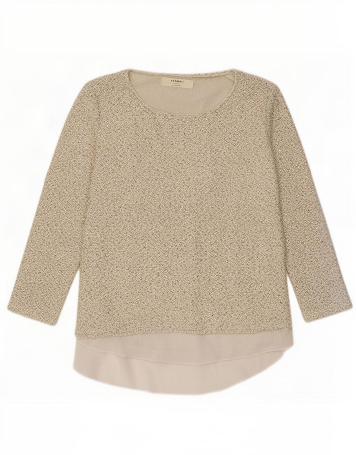 Top cu tunică Zara pentru femei cu mâneci 3/4 UK 16, mare, bej, poliester