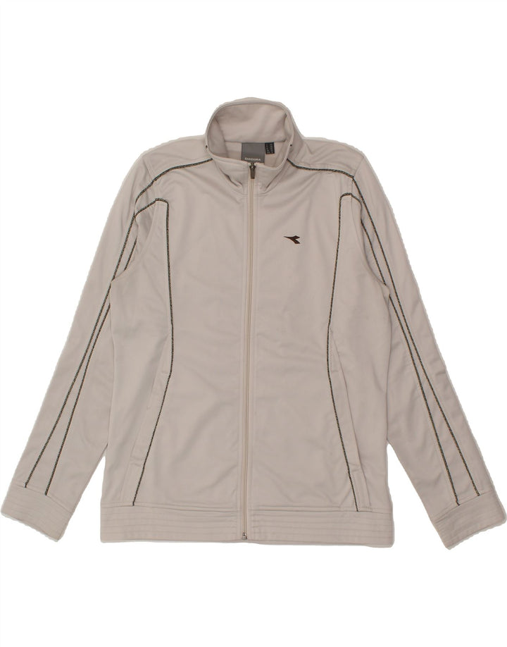 DIADORA Womens Loose Fit Tracksuit Top Jacket UK 10 Small White Polyester Vintage Diadora and Second-Hand Diadora from Messina Hembry 