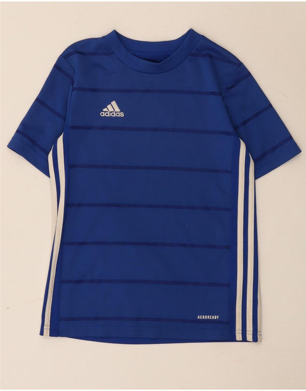 Tricou Adidas Aeroready pentru baieti Top 9-10 ani poliester cu dungi albastre