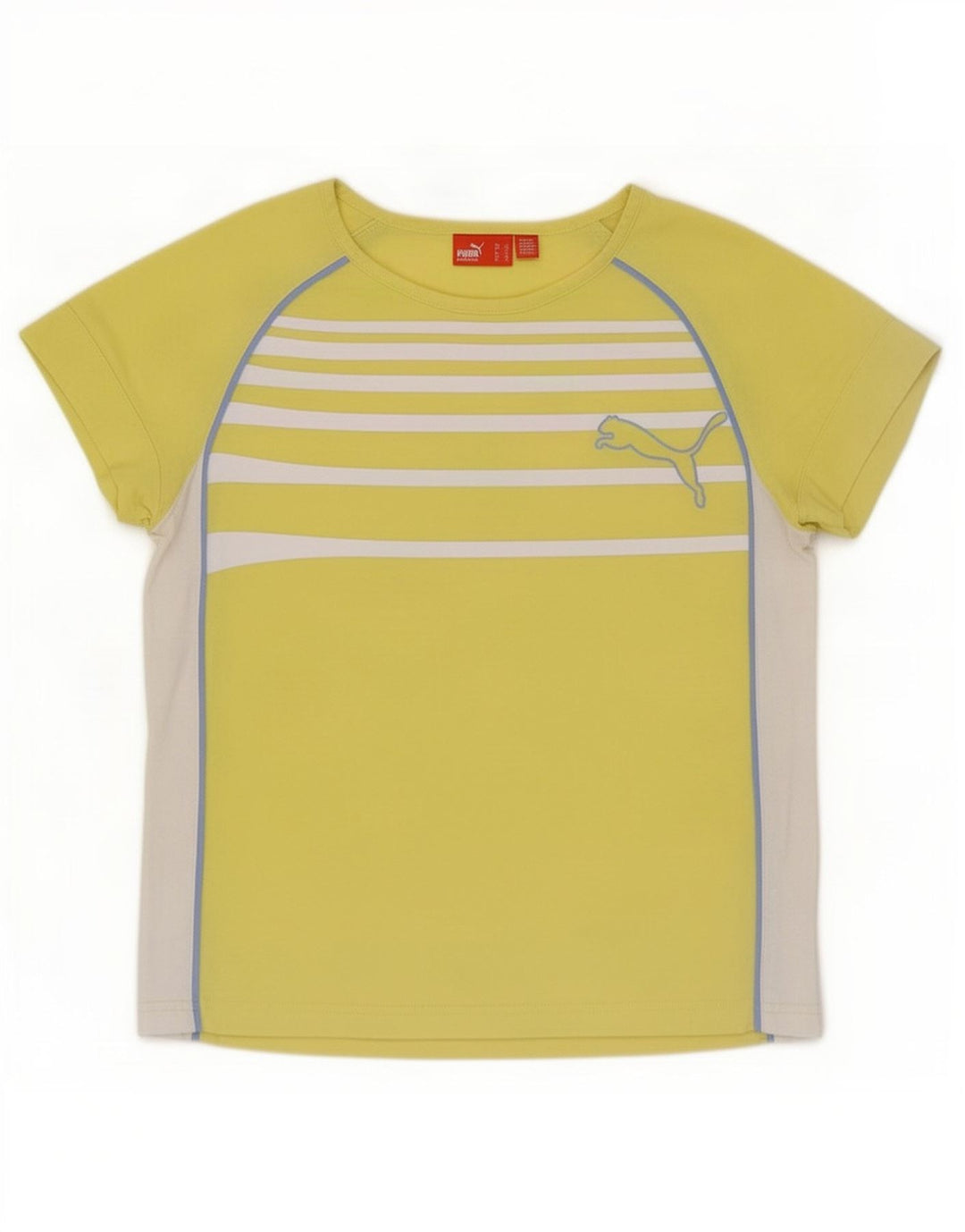 Tricou Puma Femei Top UK 12 Medium Yellow Striped