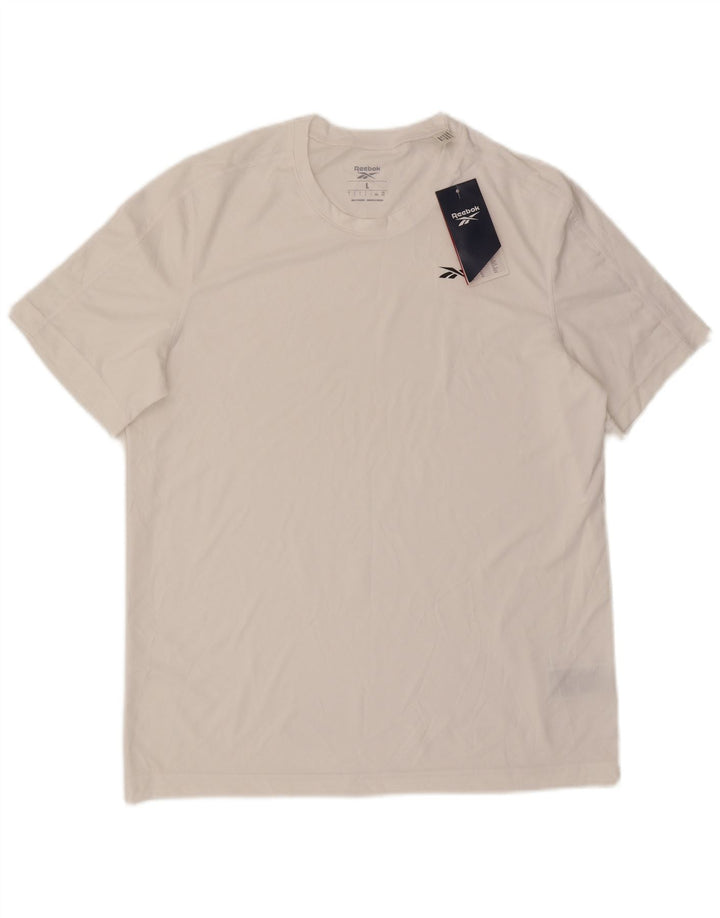 Tricou Reebok pentru bărbați Top mare din poliester alb