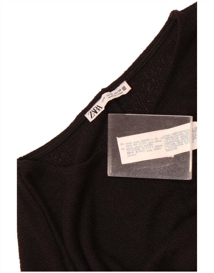 Pulover Poncho pentru femei Zara UK 14 Medium Black Viscose