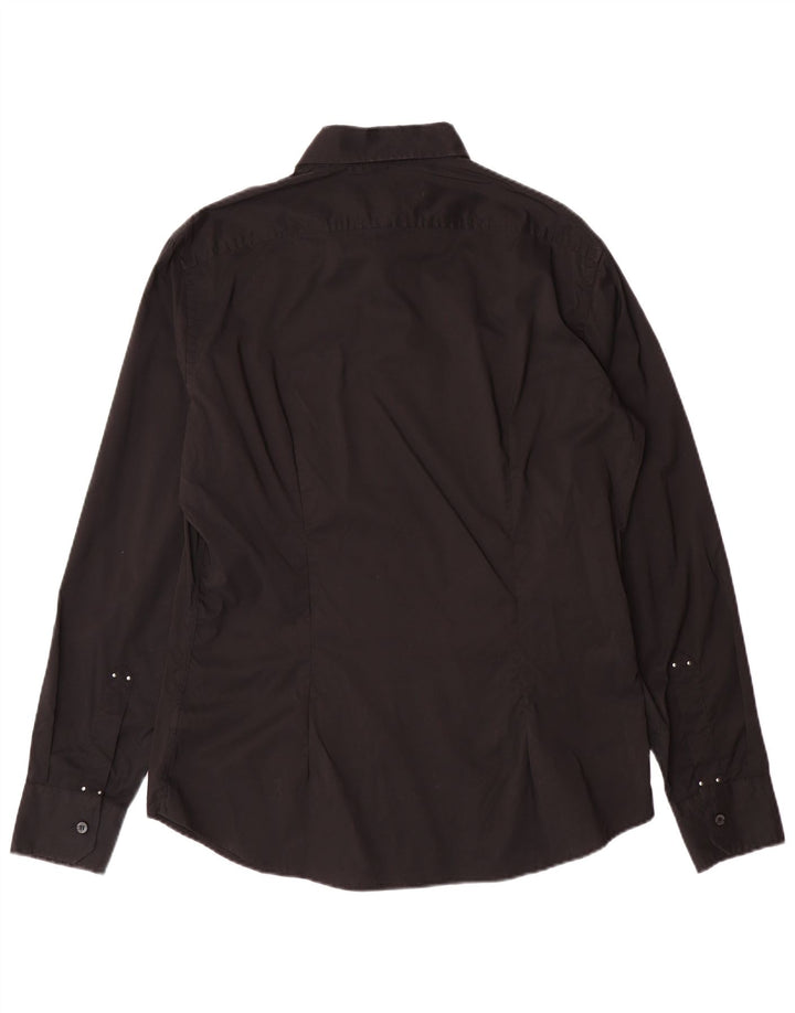 Cămașă pentru bărbați TRUSSARDI JEANS Bumbac negru mare