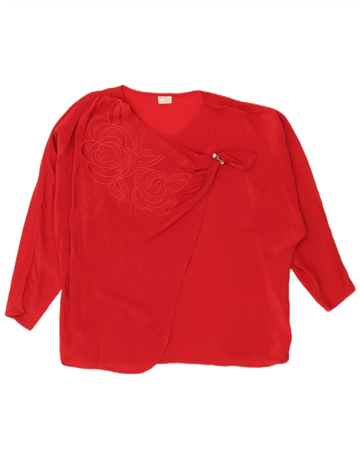 Bluză Vintage pentru damă, cu tăiere lejeră, top IT 42 Medium Red Acetat