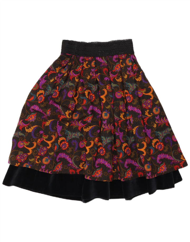 Fusta cu etaje vintage pentru femei W27 Lână Paisley multicoloră mică