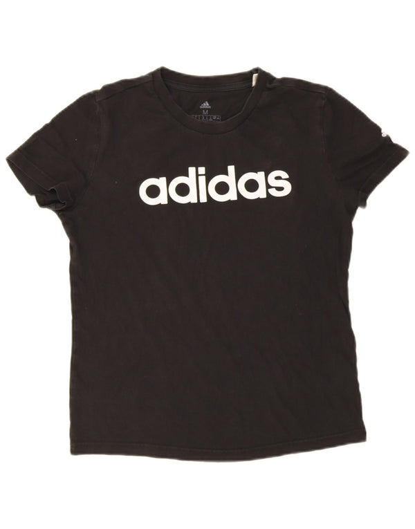 Tricou grafic Adidas pentru femei Top UK 12/14 Medium Black Bumbac
