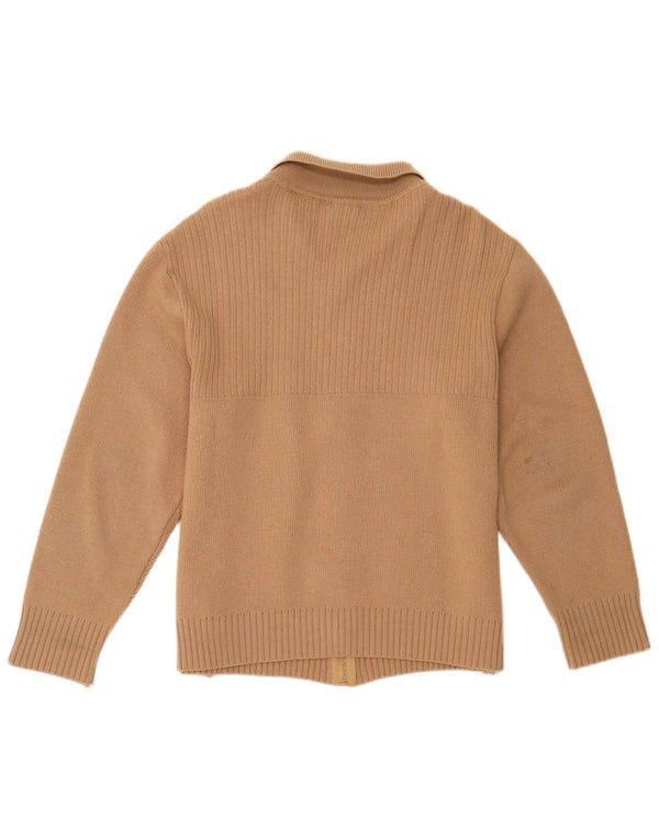 Pulover Cardigan Vintage pentru Damă UK 12 Maro Mediu Colorblock