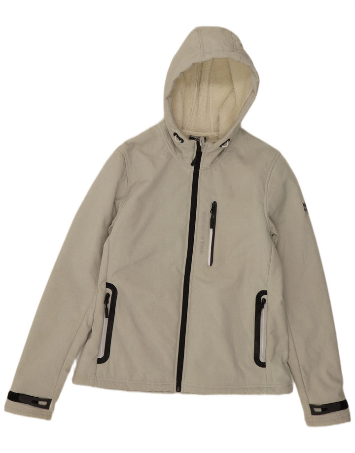 Jachetă Sherpa cu glugă Superdry pentru femei UK 12 Poliester gri mediu