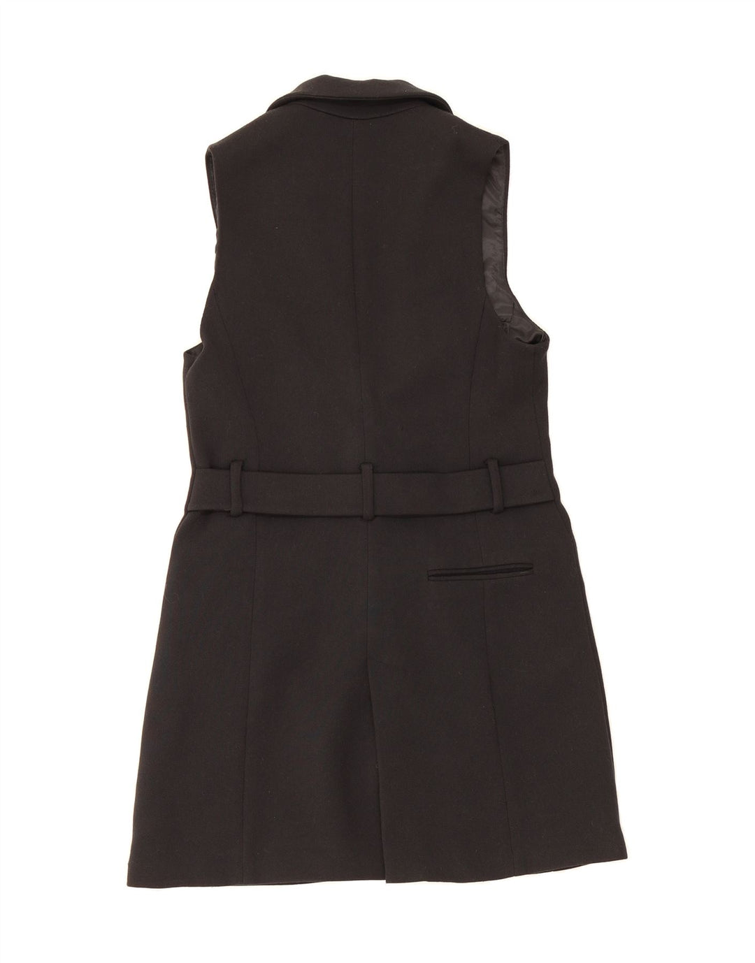 ZARA Womens Longline Sleeveless 1 Button Blazer Jacket UK 6 XS Black Vintage Zara and Second-Hand Zara from Messina Hembry 