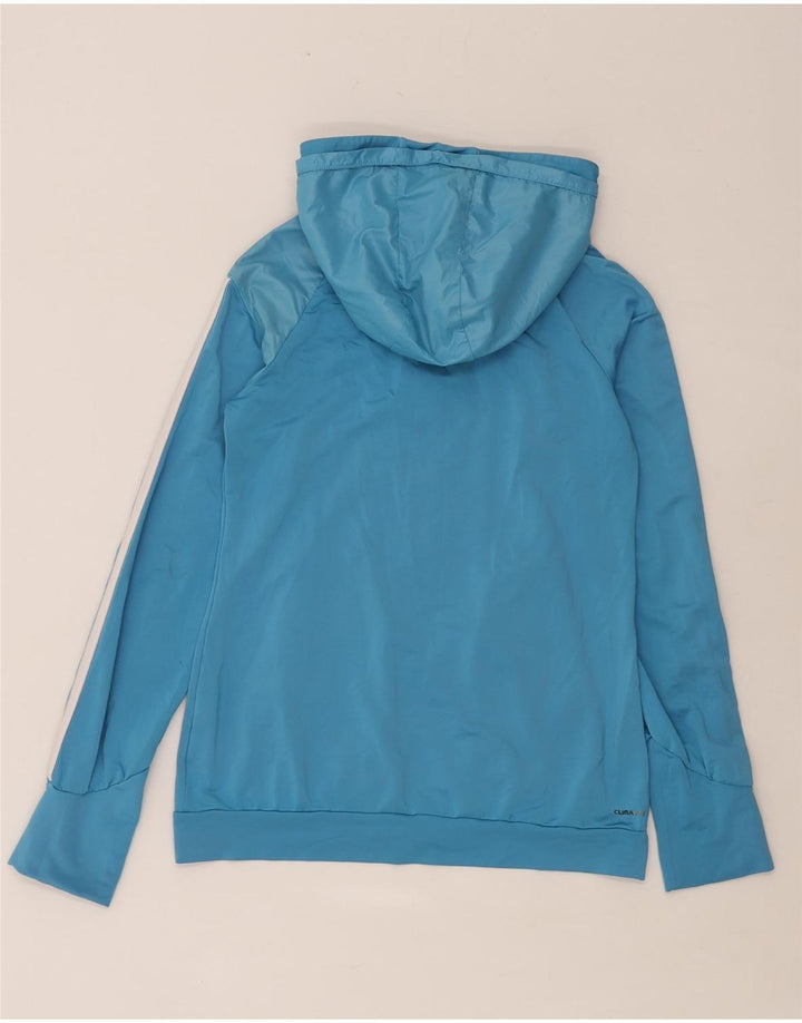 Pulover cu capota cu fermoar Adidas pentru femei UK 10 Poliester albastru mic