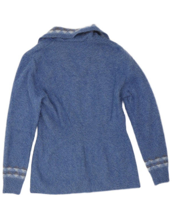 Pulover cardigan pentru femei Awoba UK 10 Small Blue Geometric Angora