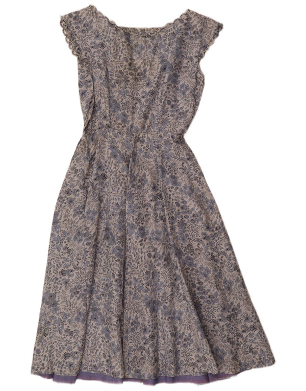 Rochie vintage pentru femei în linie A UK 12 Medium Blue Floral