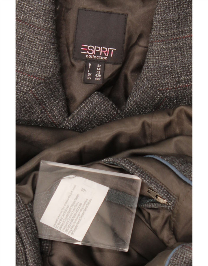 Jachetă Blazer pentru bărbați Esprit cu 3 nasturi cu paragate UK 42 XL Lână gri