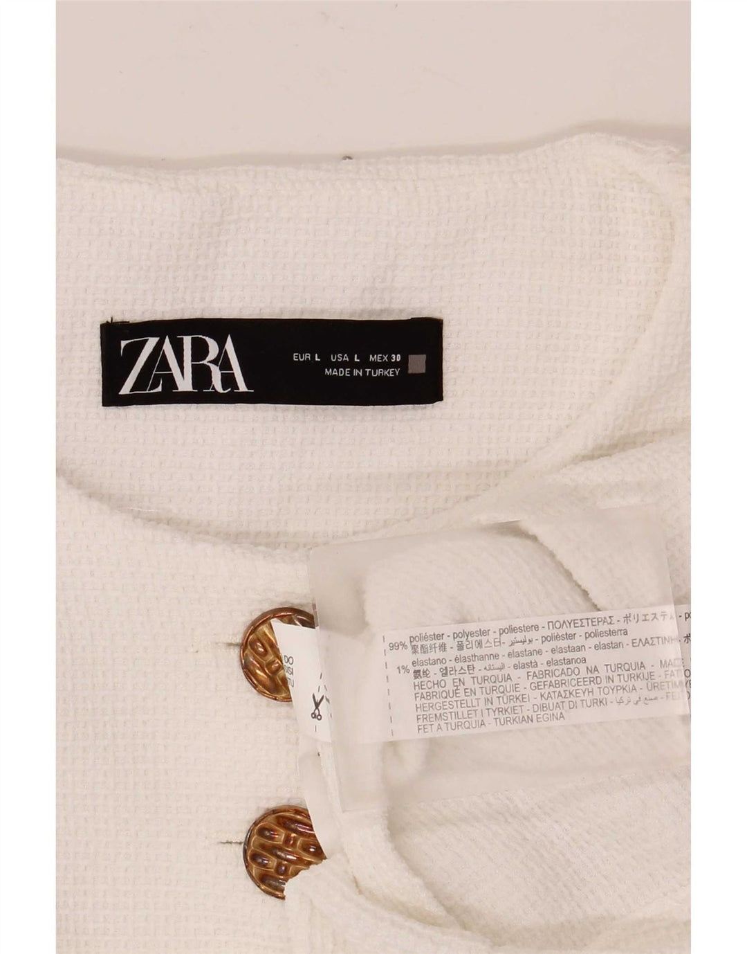 Jachetă Bolero pentru femei Zara UK 16, mare, alb, poliester