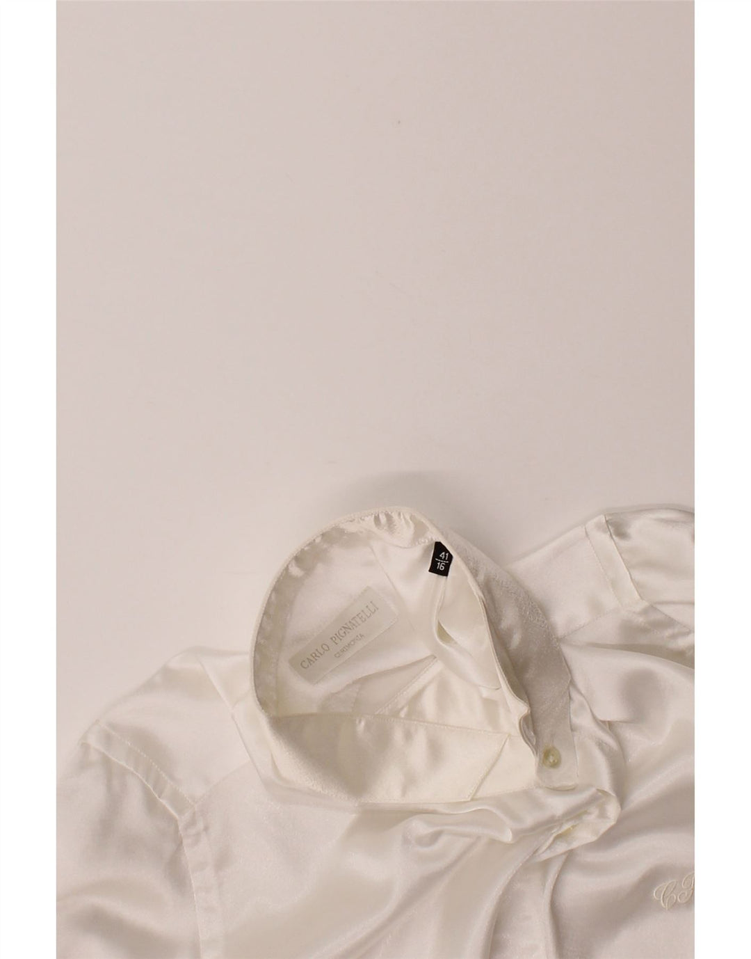 CARLO PIGNATELLI Mens Shirt Size 16 41 Large White Polyester Vintage Carlo Pignatelli and Second-Hand Carlo Pignatelli from Messina Hembry 