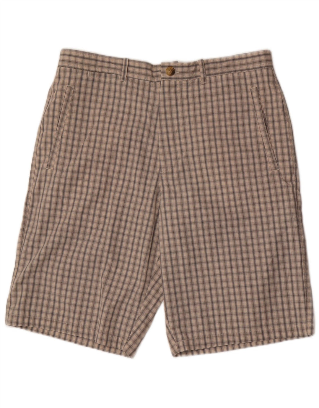 Pantaloni scurți chino pentru bărbați Marks & Spencer W34, bumbac cu carouri mari, bej